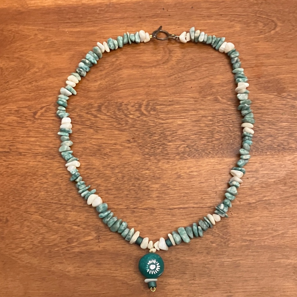 Rustic Jade, Mother of Pearl and Ceramic Bead Necklace
